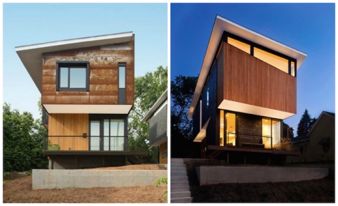 Developed as "fraternal twins," the 554 and 556 Edenton homes by Raleigh Architecture Company share a common design language, but each have their own quirks. (All images via Raleigh Architecture Company Instagram.)